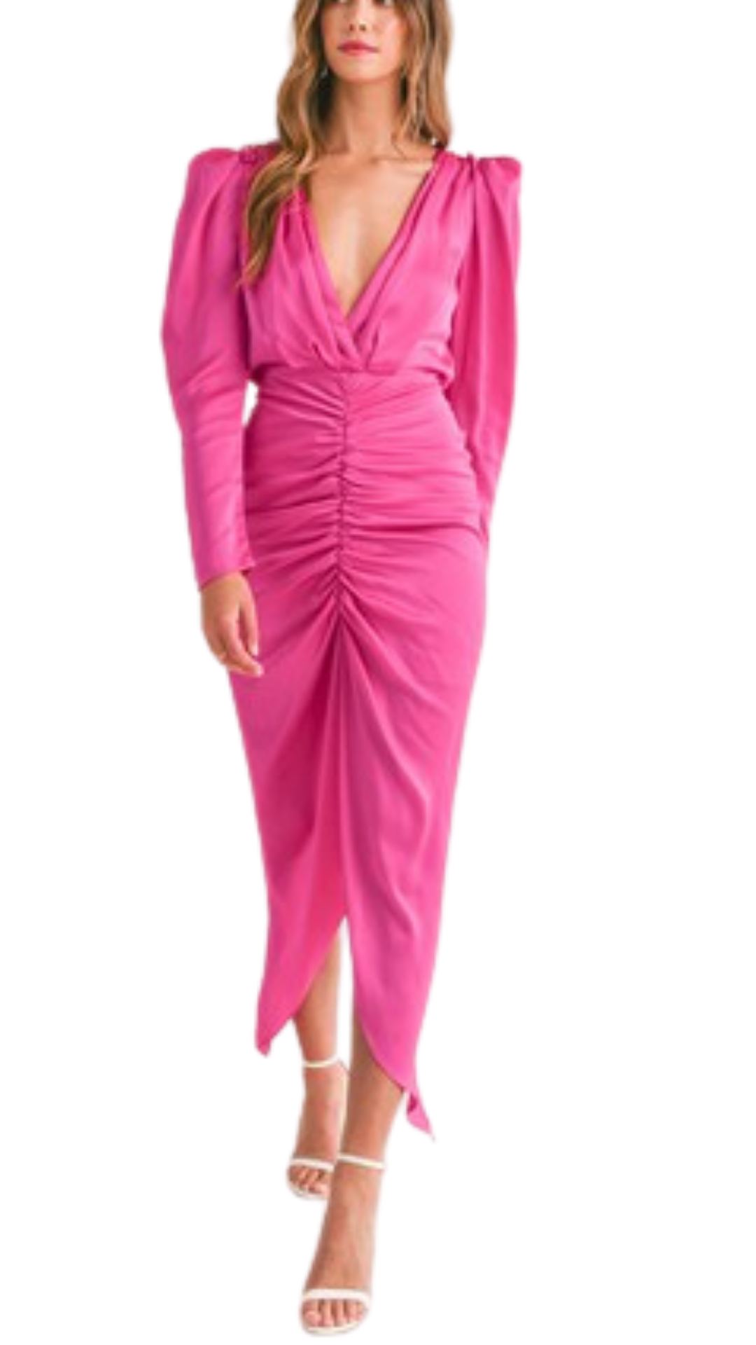 D017 vestido fucsia midi